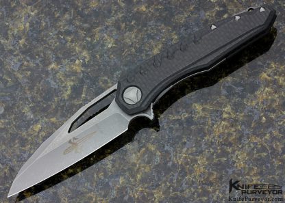 Marfione Custom Knives Deryk Munroe "Sigil" Carbon Fiber Flipper with Original Bag, Zipper Case, and COA