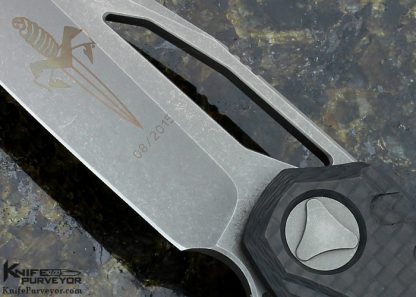 Marfione Custom Knives Deryk Munroe "Sigil" Carbon Fiber Flipper with Original Bag, Zipper Case, and COA - Image 2