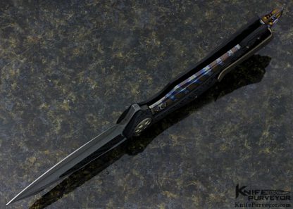 Marfione Matrix Custom Knife Carbon Fiber & San Mai Damascus Frame Lock - Image 7