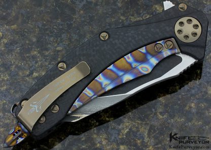 Marfione Matrix Custom Knife Carbon Fiber & San Mai Damascus Frame Lock - Image 4