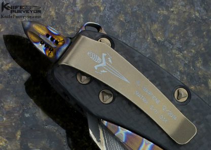 Marfione Matrix Custom Knife Carbon Fiber & San Mai Damascus Frame Lock - Image 6