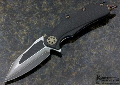 Marfione Matrix Custom Knife Carbon Fiber & San Mai Damascus Frame Lock