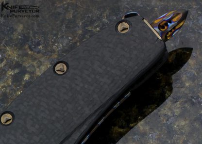 Marfione Matrix Custom Knife Carbon Fiber & San Mai Damascus Frame Lock - Image 3