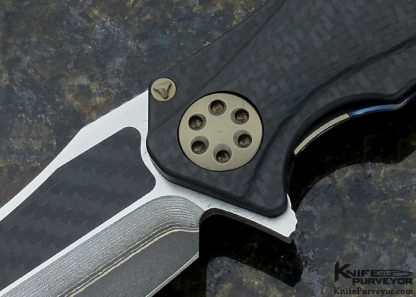 Marfione Matrix Custom Knife Carbon Fiber & San Mai Damascus Frame Lock - Image 2