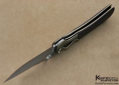 Charles Marlowe Custom Knife Damasteel & Textured Black/Red Carbon Fiber "Squail" Linerlock - Image 7