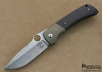 Charles Marlowe Custom Knife Damasteel & Textured Black/Red Carbon Fiber "Squail" Linerlock