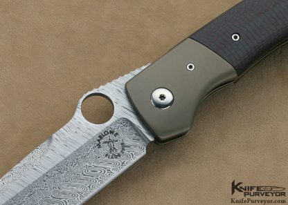 Charles Marlowe Custom Knife Damasteel & Textured Black/Red Carbon Fiber "Squail" Linerlock - Image 2