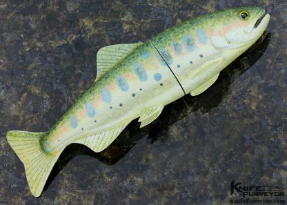 Matsumoto Kurosawa Custom Knife Hand Painted Wood Cherry Trout - Image 2