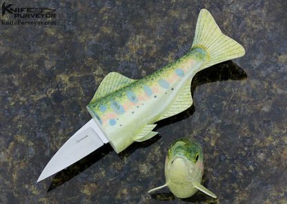 Matsumoto Kurosawa Custom Knife Hand Painted Wood Cherry Trout - Image 3