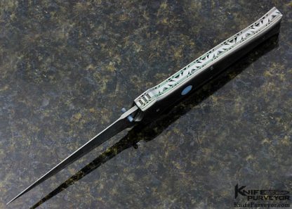 Matt Diskin Custom Knife Damascus & Titanium Button Release D/A Auto - Image 4