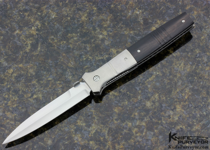 Mel Pardue Custom Knife Fluted Buffalo Horn & Titanium Linerlock French ...