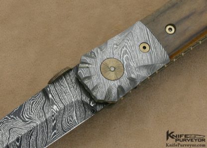 Mel Pardue Custom Knife Giraffe Bone and Damascus Linerlock - Image 2