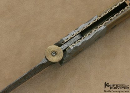 Mel Pardue Custom Knife Giraffe Bone and Damascus Linerlock - Image 5