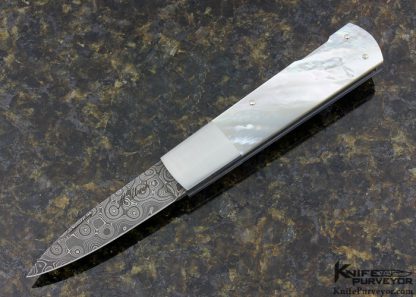 Michael Ulrich Custom Knife Mike Norris "Raindrop" Damascus and Mother of Pearl Lockback