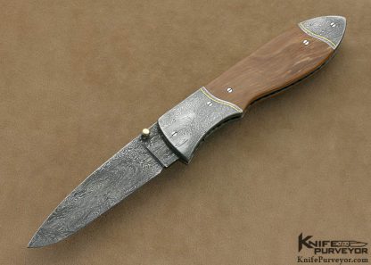 Michael Vagnino Custom Knife Sole Authorship Damascus with 24Kt Gold Inlays Engraved Liverlock