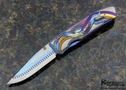 Michael Walker Custom Knife Zipper Blade Linerlock Engraved by Patricia Walker