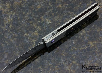 Michael Walker Custom Knife Damasteel, Black Optical Carbon Fiber Titanium Interframe Bullet Lock - Image 5