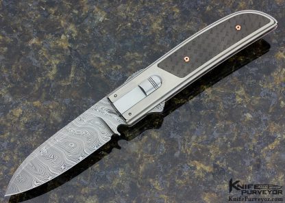 Michael Walker Custom Knife Damasteel, Black Optical Carbon Fiber Titanium Interframe Bullet Lock