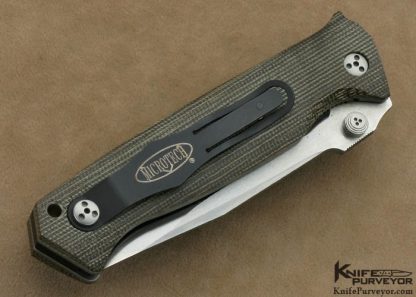 Microtech Custom Knife Discontinued CMTX5-A Green Canvas Micarta D/A Liner Lock - Image 3