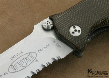 Microtech Custom Knife Discontinued CMTX5-A Green Canvas Micarta D/A Liner Lock - Image 2