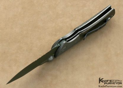 Microtech Custom Knife Green Serrated S-30V & Green Canvas Micarta Discontinued MTX2 D/A Linerlock - Image 6