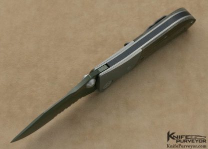 Microtech Custom Knife Green Serrated S-30V & Green Canvas Micarta Discontinued MTX2 D/A Linerlock - Image 5