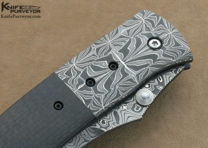 Mike Snody Custom Knife Carbon Fiber & Damascus Resistor Linerlock - Image 4