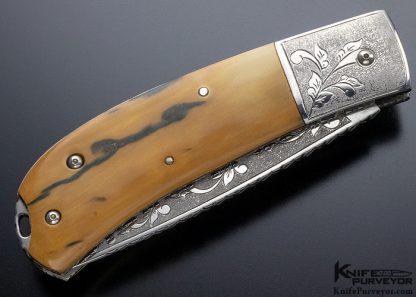 Mike "Whiskers" Allen Custom Knife Engraved Mastodon Scale Release Automatic - Image 5