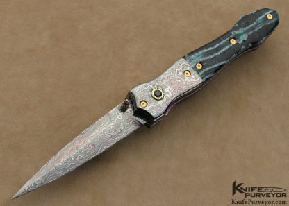 Nate Clark Custom Knife Blued Damascus "Queens Dagger" D/A Automatic