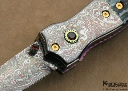 Nate Clark Custom Knife Blued Damascus "Queens Dagger" D/A Automatic - Image 2