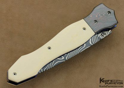 Nate Clark Custom Knife Blued Damascus Linerlock - Image 3