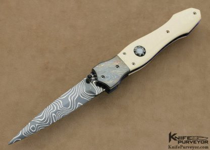 Nate Clark Custom Knife Blued Damascus Linerlock