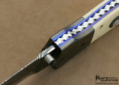 Nate Clark Custom Knife Blued Damascus Linerlock - Image 7