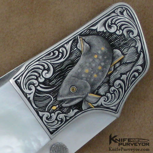 Larry Newton Custom Knife Mother of Pearl Lockback Engraved by Dan  Wilkerson - Knife Purveyor