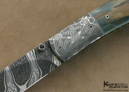 Nico Pelzer Custom Knife  Ettore Gianferarri Damascus Linerlock - Image 2