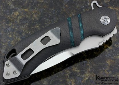 Olamic Cutlery Custom Knife Tactical Wayfarer W576 Carbon Fiber with Acrylic Pearl Inlay Linerlock Flipper - Image 5