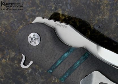 Olamic Cutlery Custom Knife Tactical Wayfarer W576 Carbon Fiber with Acrylic Pearl Inlay Linerlock Flipper - Image 6