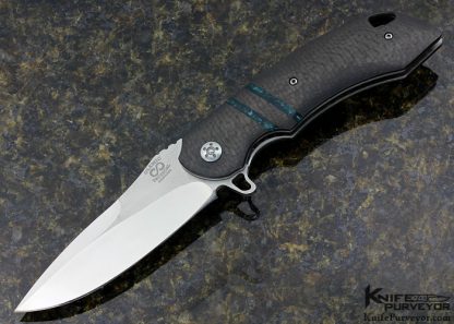 Olamic Cutlery Custom Knife Tactical Wayfarer W576 Carbon Fiber with Acrylic Pearl Inlay Linerlock Flipper