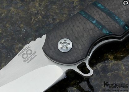 Olamic Cutlery Custom Knife Tactical Wayfarer W576 Carbon Fiber with Acrylic Pearl Inlay Linerlock Flipper - Image 2