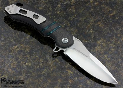 Olamic Cutlery Custom Knife Tactical Wayfarer W576 Carbon Fiber with Acrylic Pearl Inlay Linerlock Flipper - Image 3