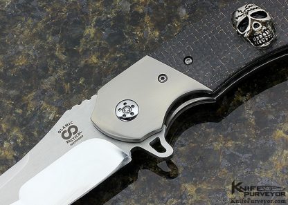 Olamic Cutlery Custom Knife Carbon Fiber Linerlock Flipper w/Skull - Image 2