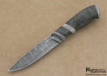 Olamic Cutlery Custom Knife "Suna" Series Karelian Birch & Damascus Drop Point Hunter