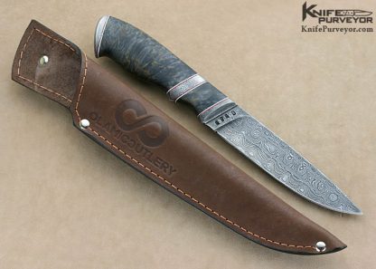 Olamic Cutlery Custom Knife "Suna" Series Karelian Birch & Damascus Drop Point Hunter - Image 7