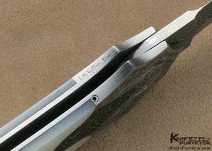 Warren Osborne Custom Knife Mother of Pearl & Damascus Assisted Opening Wing Dagger Engraved by Simon Lytton - Image 6