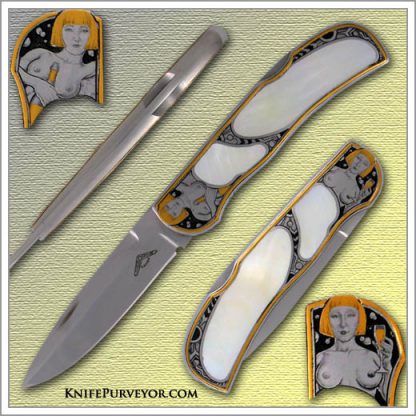 Warren Osborne: Custom Knife: Goldlip Lockback Engraved by Jon Robyn