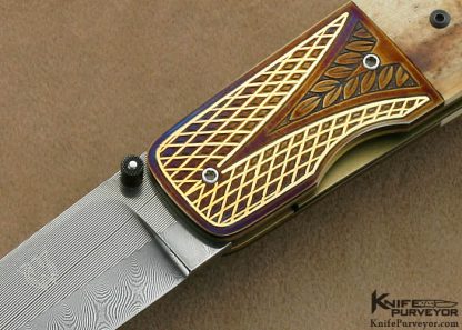 Owen Wood Custom Knife Armin Winkler Engraved Sole Authorship Damascus & Mammoth Ivory Linerlock - Image 2