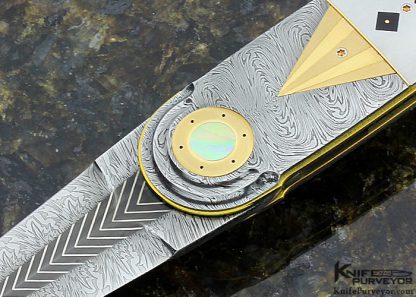 Owen Wood Custom Knife Long Art Deco Checkerboard Linerlock Dagger - Image 2