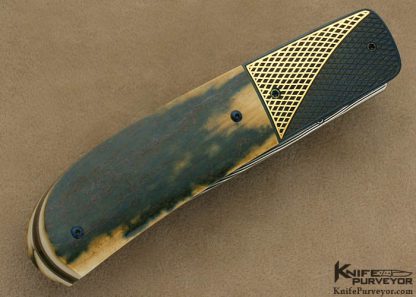 Owen Wood Custom Knife Mammoth Ivory Linerlock Engraved by Armin Winkler - Image 3