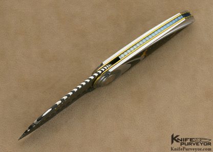 Owen Wood Custom Knife Art Deco Exotic Material Linerlock - Image 5