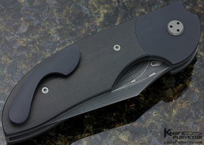 Stan Wilson Custom Knife Stainless Damascus & Unidirectional Carbon Fiber "NFF" Non Flipper Flipper - Image 3